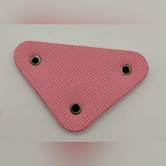 Prada Dark Pink and Silver Logo Emblem Patch Authentic - Picture 2 of 2